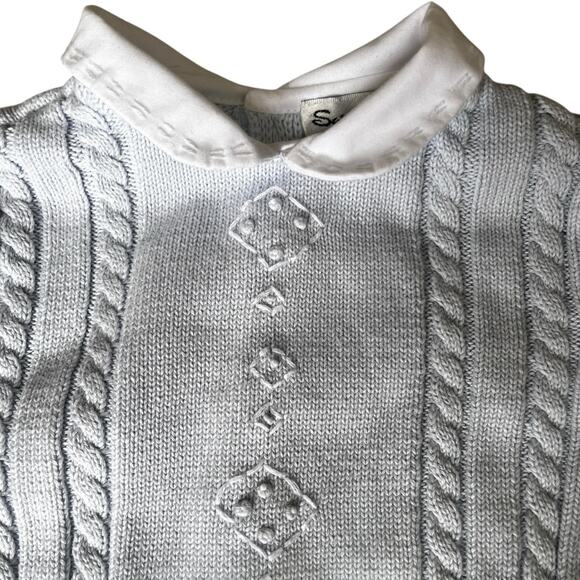 Sarah Louise baby blue knit Baby long sleeve one Piece size 3 months - Picture 3 of 8